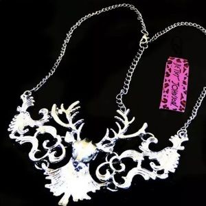 Deer Necklace Silver Betsey Johnson 18